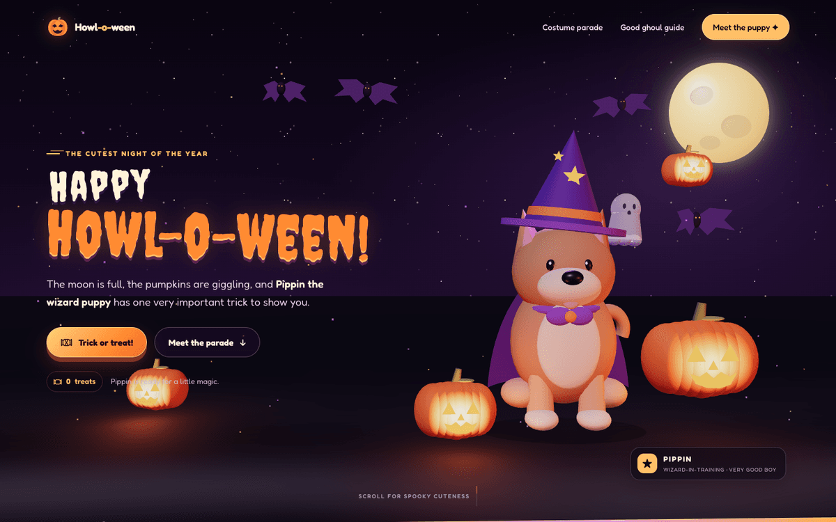 K3.1 Pro's simpler pets page, with the pumpkin over the text at bottom left